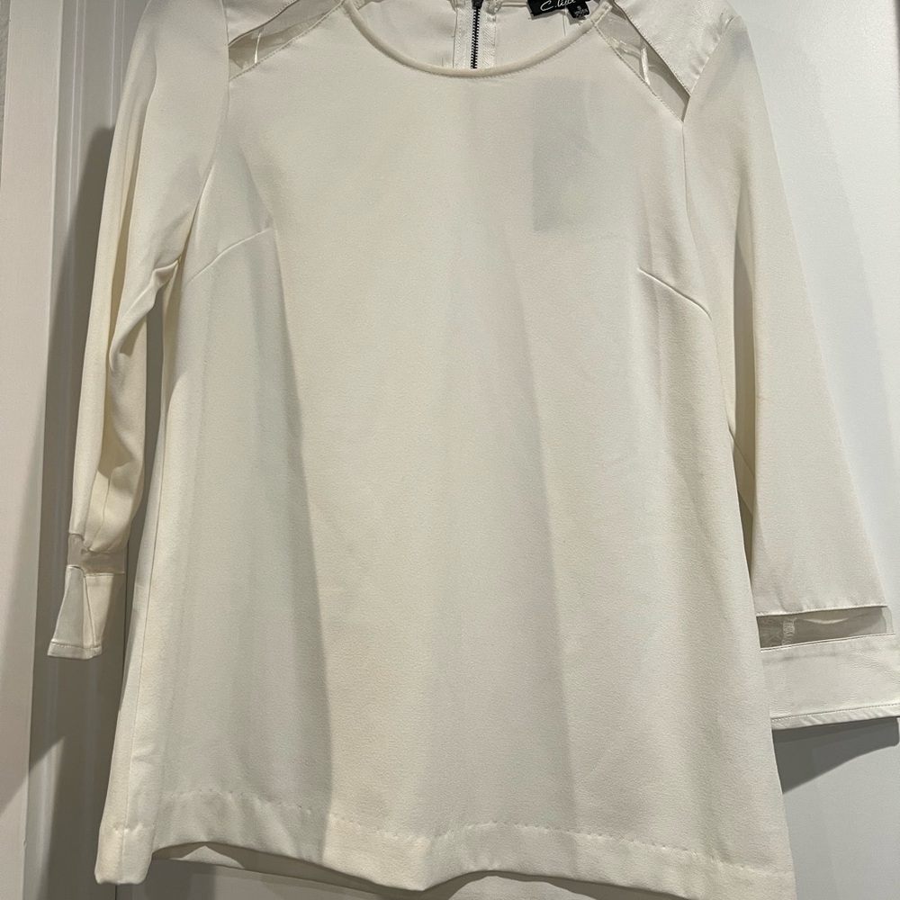 C. Luce Cream Blouse with Sheer Accents